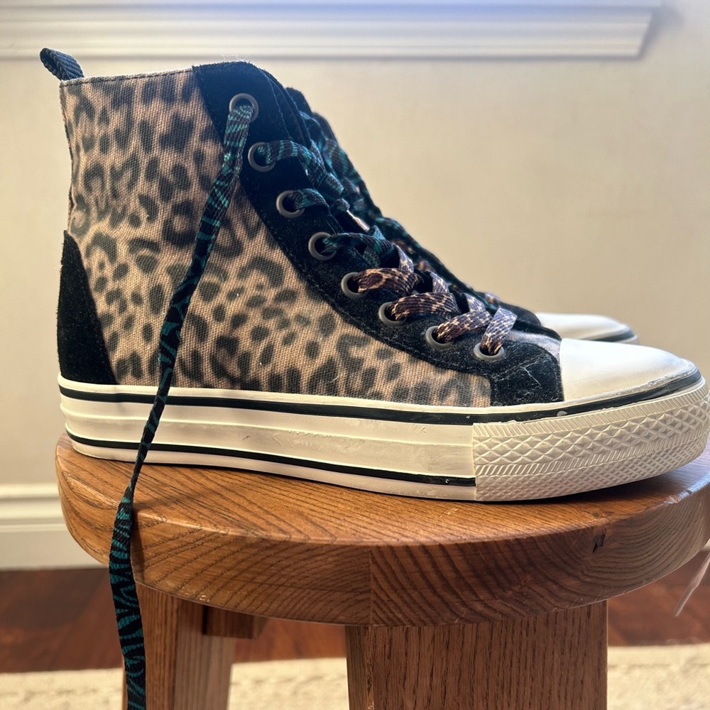 Multicolored Cheetah-Print High-Top Sneakers.